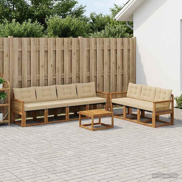 VidaXL Kültéri kanapé szett párnával 8 pcs Természetes és bézs