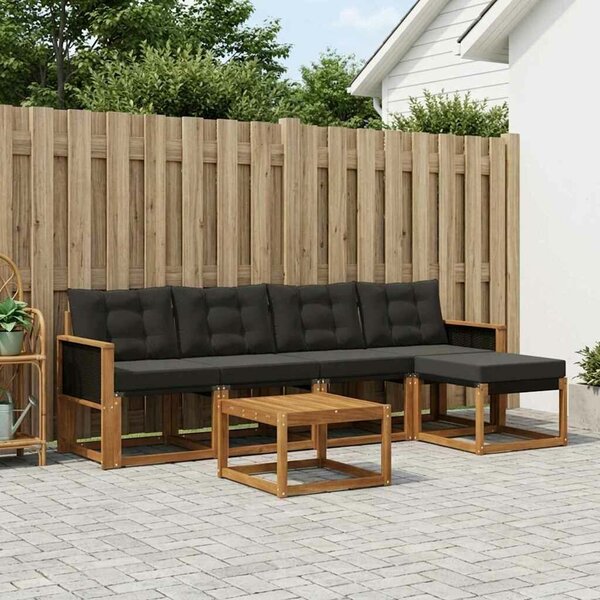 VidaXL Kültéri kanapé szett párnával 6 pcs Természetes és Fekete