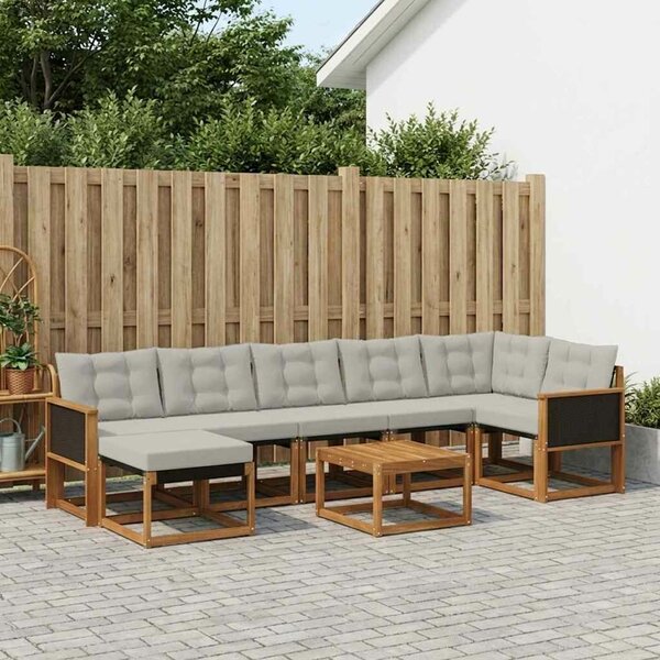 VidaXL Kültéri kanapé szett 8 pcs Természetes és Világosszürke
