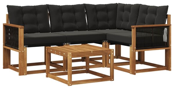 VidaXL Kültéri kanapé szett párnával 5 pcs Természetes és Fekete