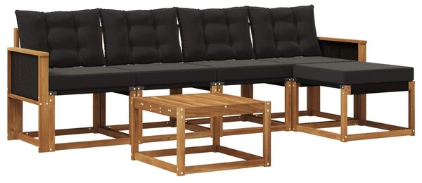 VidaXL Kültéri kanapé szett párnával 6 pcs Természetes és Fekete