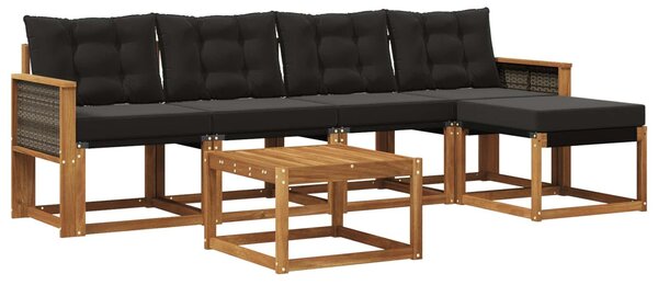 VidaXL Kültéri kanapé szett párnával 6 pcs Természetes és Fekete