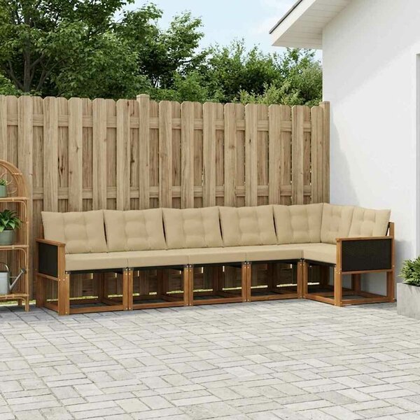 VidaXL Kültéri kanapé szett párnával 6 pcs Természetes és bézs