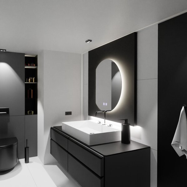 LED Semiluna tükör 54x60, Arcana Touch, páramentesítő rendszer, állítható