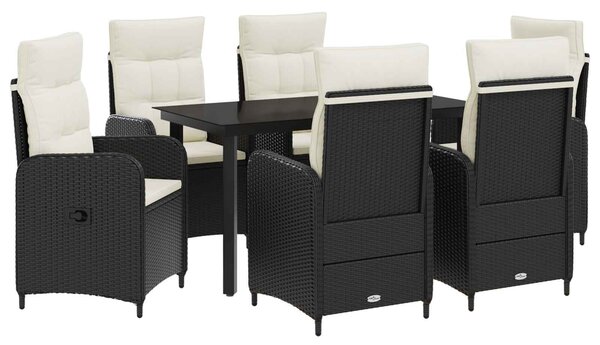 VidaXL Kanapé Asztal Készlet párnával 7 pcs Fekete és krémfehér