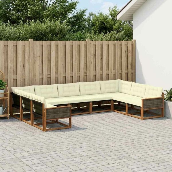 VidaXL Kültéri kanapé szett párnával 9 pcs Természetes és krémszínű