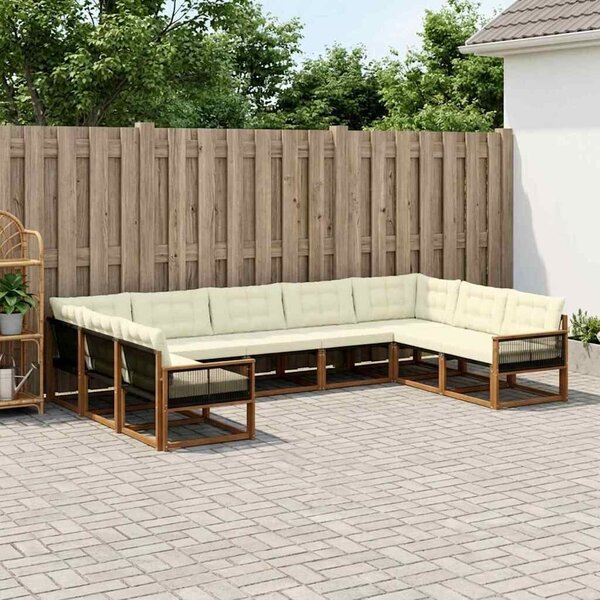 VidaXL Kültéri kanapé szett párnával 9 pcs Természetes és krémszínű