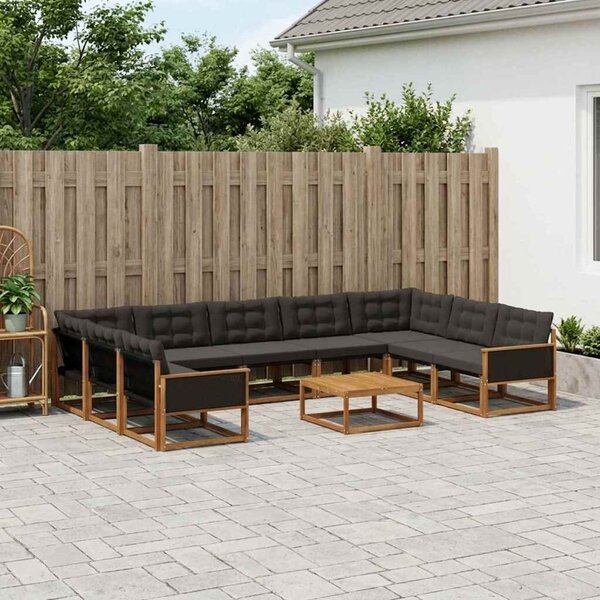 VidaXL Kültéri kanapé szett párnával 10 pcs Természetes és Fekete