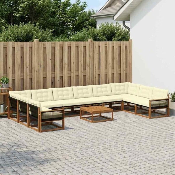 VidaXL Kültéri kanapé szett párnával 11 pcs Természetes és krémszínű