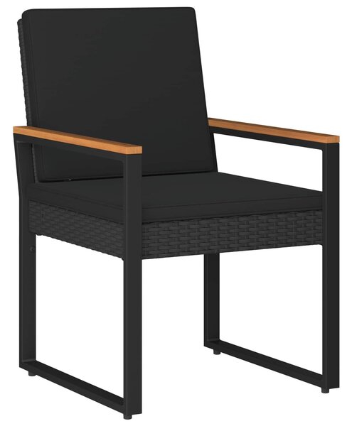 VidaXL Kültéri Bútor Szett párnával 4 pcs Fekete polirattan