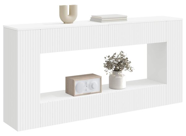 VidaXL Konzolasztal Csíkos Fehér 155 x 29 x 74 cm Mérnöki fa