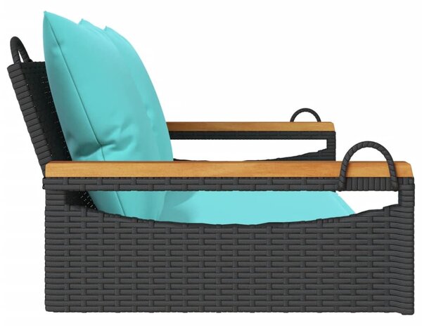 VidaXL fekete polyrattan hintapad párnákkal 109 x 62 x 40 cm