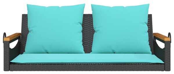VidaXL fekete polyrattan hintapad párnákkal 109 x 62 x 40 cm