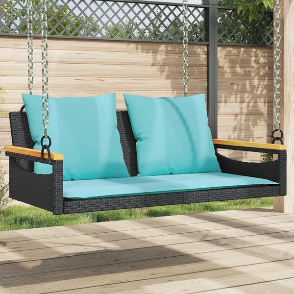 VidaXL fekete polyrattan hintapad párnákkal 109 x 62 x 40 cm