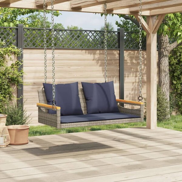 VidaXL szürke polyrattan hintapad párnákkal 109 x 62 x 40 cm