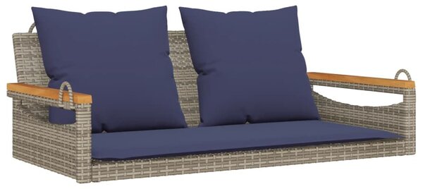 VidaXL szürke polyrattan hintapad párnákkal 109 x 62 x 40 cm