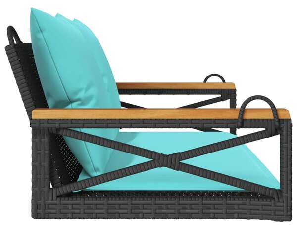 VidaXL fekete polyrattan hintapad párnákkal 109 x 62 x 40 cm