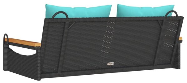 VidaXL fekete polyrattan hintapad párnákkal 109 x 62 x 40 cm