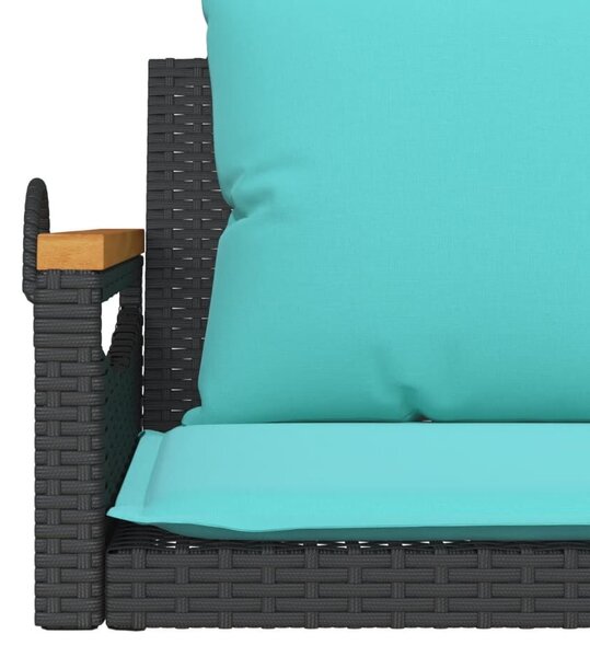 VidaXL fekete polyrattan hintapad párnákkal 109 x 62 x 40 cm
