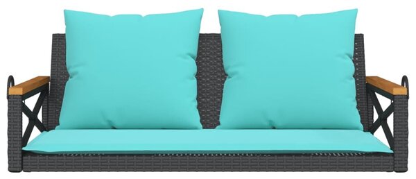 VidaXL fekete polyrattan hintapad párnákkal 109 x 62 x 40 cm