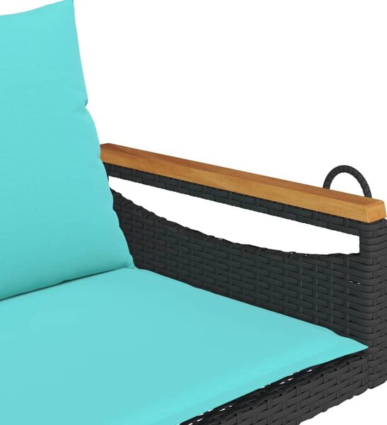 VidaXL fekete polyrattan hintapad párnákkal 109 x 62 x 40 cm