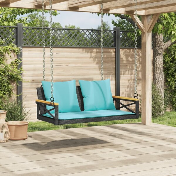 VidaXL fekete polyrattan hintapad párnákkal 109 x 62 x 40 cm