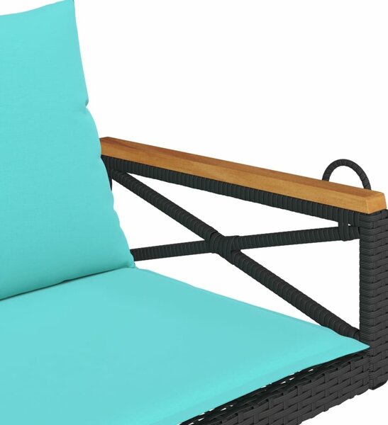 VidaXL fekete polyrattan hintapad párnákkal 109 x 62 x 40 cm