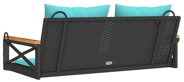 VidaXL fekete polyrattan hintapad párnákkal 109 x 62 x 40 cm