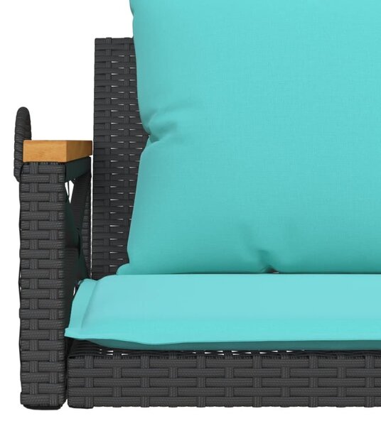 VidaXL fekete polyrattan hintapad párnákkal 109 x 62 x 40 cm