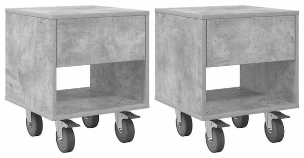 Éjjeli asztal 2 db Beton Szürke 40,5 x 40 x 48 cm Szerelt Fa