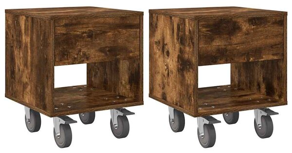 Éjjeli asztal 2 pcs Füstölt tölgy 40,5 x 40 x 48 cm Faanyag