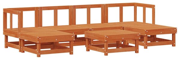 VidaXL Kerti lounge szett 7 pcs Viaszbarna Tömör Fenyőfa