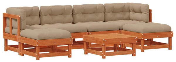 VidaXL Kerti lounge szett 7 pcs Viaszbarna Tömör Fenyőfa