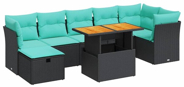 VidaXL 8 részes szürke polyrattan akácfa kerti ülőgarnitúra párnákkal