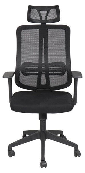 IRISOffice Felix fekete, ergonómikus, szövet-hálós irodai forgószék fejtámasszal