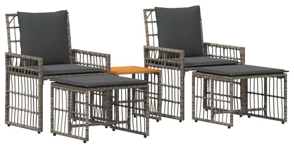 VidaXL Kültéri Bútor Szett 5 pcs Fekete és Sötétszürke