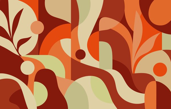 Fotótapéta Színes, ívelt formákkal díszített műalkotás, Absztrakt fotótapéta, Népszerű fotótapéta, t01036v7 - Tapeko.hu