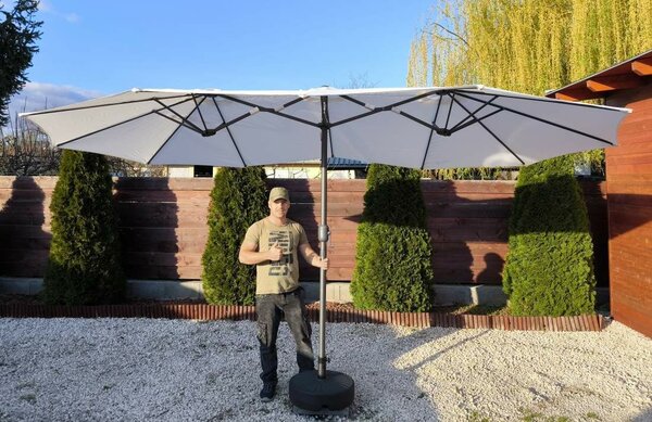Kitekerhető 270x460cm ovális napernyő teraszra bézs / homok színű