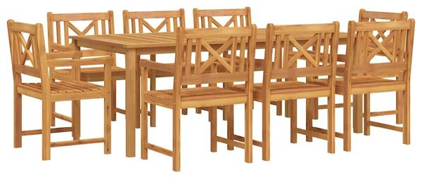 VidaXL Kert étkező szett 9 pcs Barna Tömör Akácfa