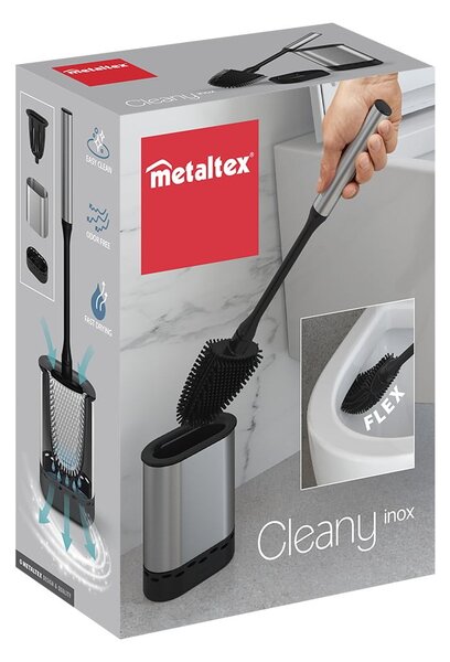 Sötétszürke rozsdamentes acél WC-kefe Cleany – Metaltex