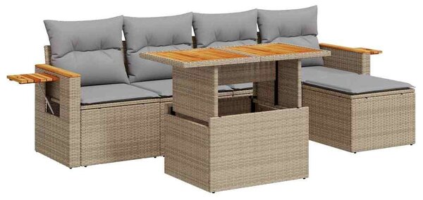 VidaXL Polyrattan Kerti Ülőgarnitúra - Akácfa - 7 részes