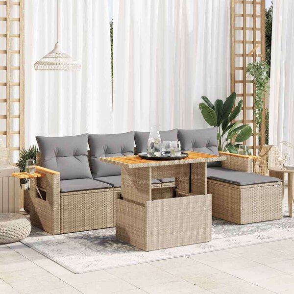 VidaXL Polyrattan Kerti Ülőgarnitúra - Akácfa - 7 részes