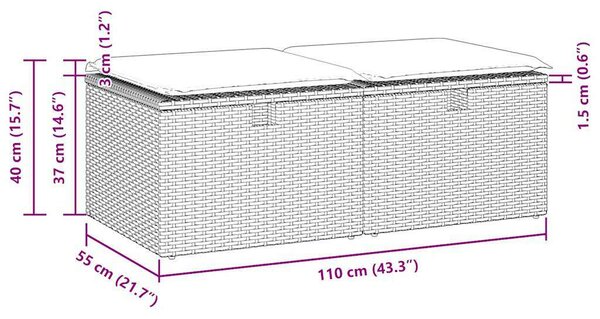 VidaXL 2 részes Kerti Ülőgarnitúra - Fekete Polyrattan