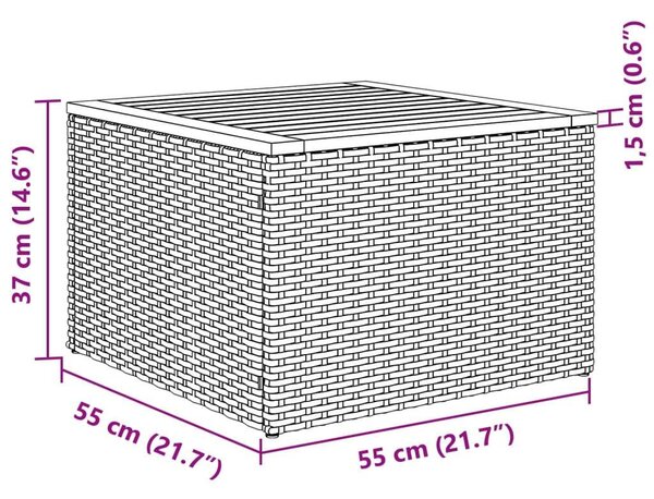 VidaXL 2 részes fekete polyrattan/akácfa kerti kanapészett párnákkal