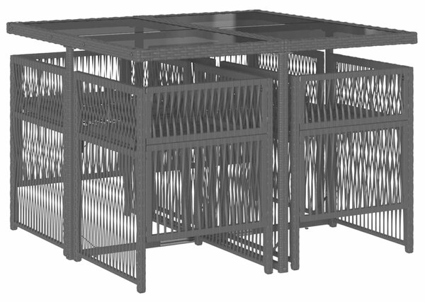 VidaXL 5 részes fekete polyrattan kerti étkezőgarnitúra párnákkal