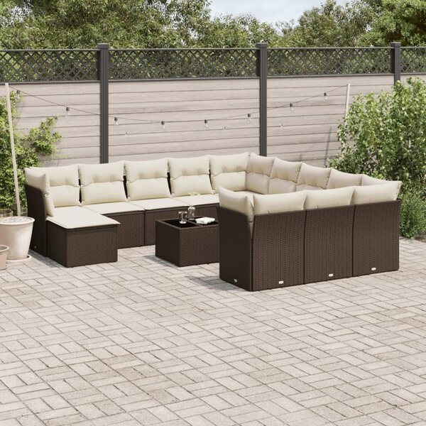 VidaXL 13 részes barna polyrattan kerti ülőgarnitúra párnákkal