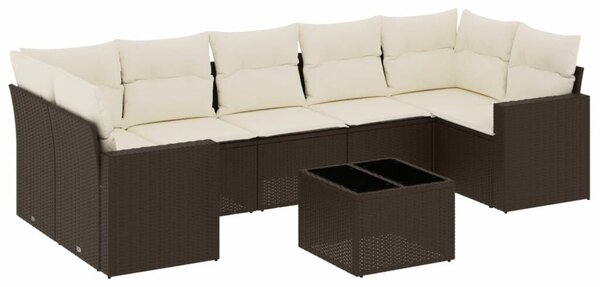 VidaXL 8 részes barna polyrattan kerti ülőgarnitúra párnákkal