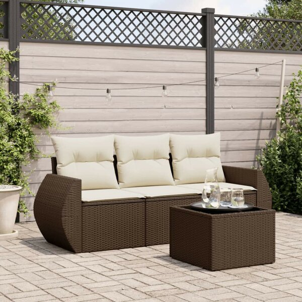 VidaXL 4 részes barna polyrattan kerti ülőgarnitúra párnákkal