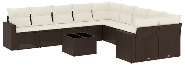 VidaXL 11 részes barna polyrattan kerti ülőgarnitúra párnákkal