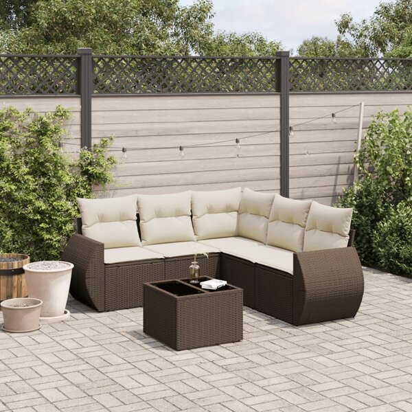 VidaXL 6 részes barna polyrattan kerti ülőgarnitúra párnával